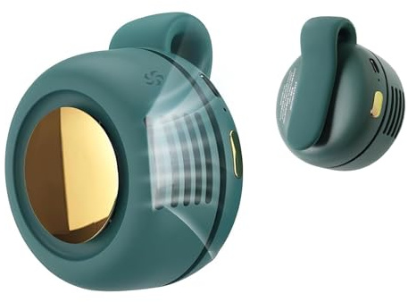 MUUQANYU Small Clip Fan, Personal Waist Fans,Portable Silent Mini Bladeless Fan Clip On for Shirt,Whirlwind Bladeless, 3 Speeds,Clips on Waist Neck Fanes for Camping,Outdoor,Travel,Office (Green)