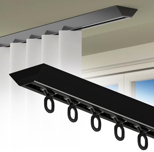 Binario per Tende Autoadesivo Asta per Tenda Soffitto Scorrevole Bastone Tenda Silenziosa in Alluminio Senza Trapano per Soggiorno Camera da Letto(Black,1.20 m/3.9 ft)