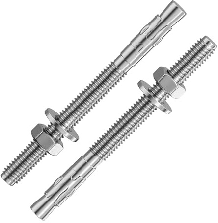 10 Stück Schwerlastanker M6 x 80mm Schwerlastdübel Edelstahl A2 Betondübel | Bolzenanker M6, Schwerlastdübel Beton, Ankerbolzen mit Mutter und Unterlegscheibe, Keilanker für Befestigungen in Beton