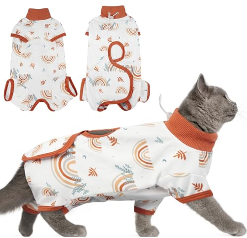 HMJGDZG Cat Recovery Kvinna Hane Mjuk Onesie, Kattunge kirurgisk krage kon alternativ skjorta, magsår Anti-slickande Pyjamas för små husdjur Spay, Katt Body Suit Post Surgery