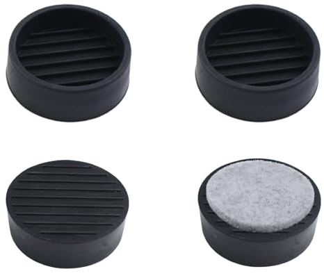 UFURMATE Lot de 4 dessous de verre ronds de 3,8 cm en caoutchouc avec patins en feutre pour roue de chaise, protection de sol pour moquette, plancher en bois dur, carrelage (noir)