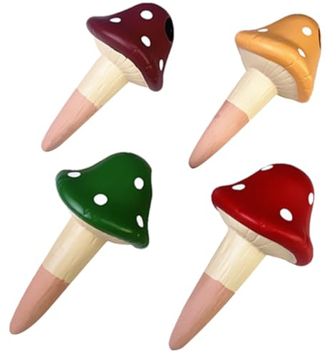OATIPHO 4 Pezzi Picchetti Autoirriganti in Terracotta a Forma di Fungo, Strumenti di Irrigazione da Interno per Piante in Vaso, Irrigatore a Punta per Giardinaggio Colore Casuale