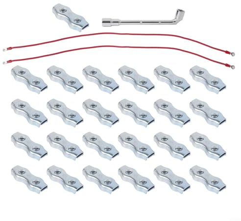 Seilverbinder-Set aus verzinktem Stahl mit Kupferdraht und Silikon-Isolierung für Elektrozaun und Tiergehege, inklusive 25 Steckverbinder, 2
