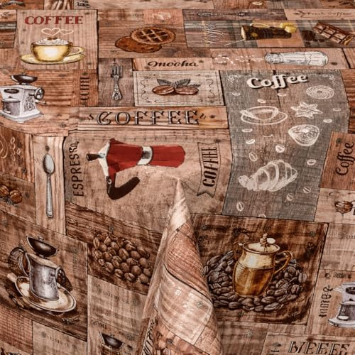 Wachstuch Wachstischdecke Gartentischdecke Coffee Moments, Barista Rechteckig 100 x 140 cm, abwischbare Tischdecke, wasserabweisend