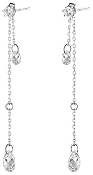SLUYNZ 925 Sterling Silber CZ Tropfenohrringe Kette für Frauen Teenager Mädchen Tropfenform baumelnde Ohrringe Quaste funkelnde CZ Ohrstecker Kette