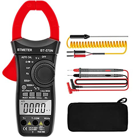 BTMETER BT-570N Pince Ampèremétrique Inrush, 6000 Comptes Multimètre, Automatique Voltmètre AC/DC Testeur Electrique Résistance Continuité Diode Capacité Température