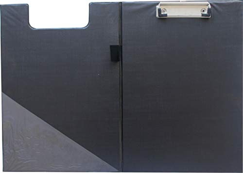 Klemmbrettmappe/Schreibmappe/Clipboard-Mappe A4 economy aus Graupappe, mit PVC-Folien Überzug, mit Drahtbügelklemme und Vorderdeckel, leinengeprägt, Farbe: schwarz - 10 Stück