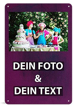 Blech-Schild mit Foto und Text selbst gestalten/Personalisierbar mit eigenem Bild als Metall-Poster / A4 (21x30cm) im Hochformat/Aquarell 3