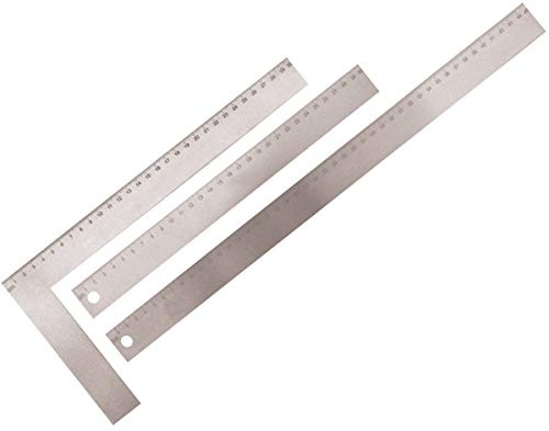 Detektierbares Lineal aus Edelstahl, 30 cm / 45 cm, Anschlagwinkel Lineal 90-Grad, HACCP-konform, Ruler mit 90° Winkel, Größe:45 cm