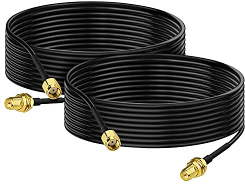 Bingfu RP-SMA WiFi Aerial Antenna Extension Cable Bulkhead Mount 3Meter Male to Female RG174 Antenna Coaxial Cable for Wireless Mini PCI Express PCIE Network Card WiFi Adapter Router IP Camera(2-Pack)