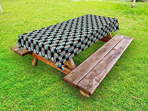 ABAKUHAUS Blätter Outdoor-Tischdecke, Bunte Monsteras Tropical, dekorative waschbare Picknick-Tischdecke, 145 x 305 cm, Mehrfarbig