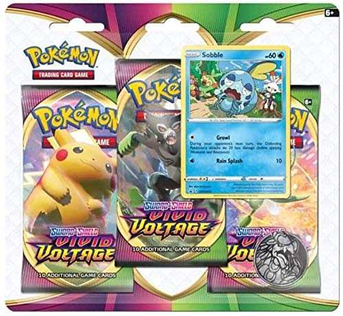 Pokémon POK80753D12 TCG: Sword & Shield 4 Vivid Voltage 3-Pack Booster (eins nach dem Zufallsprinzip), gemischte Farben