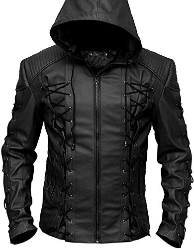Stephen Amell Green Arrow Roy Harper Veste en simili cuir pour homme Noir - Noir - Large