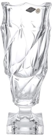 KASANOVA Jarrón Flamenco con pie de Cristal de Bohemia 38 cm Transparente