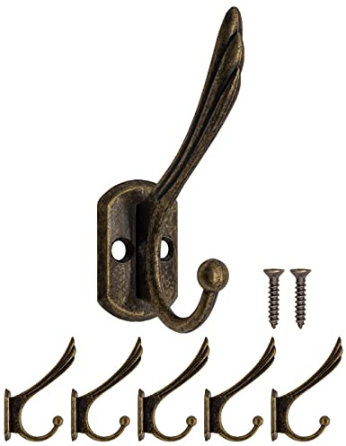Fuxxer Lot de 5 crochets massifs en fer - Bronze vieilli
