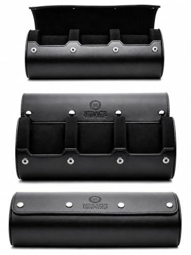 Watch Case for Men - Watch Roll Travel Case - 3 Watches Storage Organizer - Super Black - Mirage Watch Roll Case