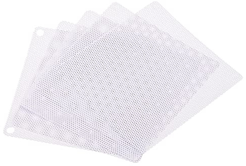 sourcing map 80mm Computer Fan Filter Grills PVC Mesh Dustproof Case Cover for Computers, White Pack of 5