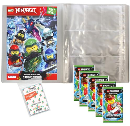 Bundle mit Blue Ocean Lego Ninjago 7 Next Level Trading Cards - 1 Leere Sammelmappe + 5 Booster + Exklusive Collect-it Hüllen