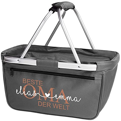 Einkaufskorb Beste Oma der Welt mit Name personalisiert - MAMA, MOM, TANTE, PAPA, OPA Geschenk faltbar