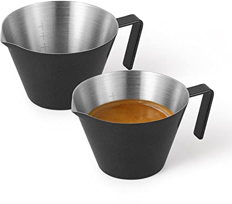 MHW-3BOMBER Espresso Measuring Cup 2 Pack Double Shot Espresso Cups Stainless Steel Coffee Bean Dosing Cup Espresso Machine Accessories (Matte Black) G6197B-OS