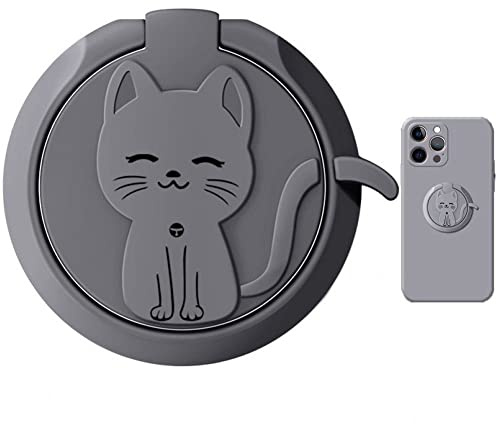 Hrippy Cute Cat Phone Ring Stand Holder 360 Rotation Spin Phone Ring Grip Socket Metal Cat Convenient Smartphone Bracket for Cellphone