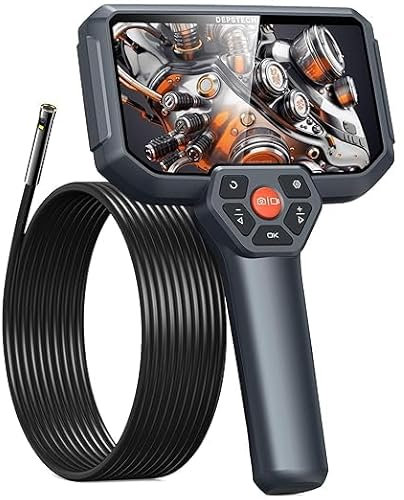 DEPSTECH 5IPS Screen Endoscope Inspection Camera, Handheld Dual Lens Inspection Camera with Light, 1080P Waterproof Endoscope with Split Screen, 32GB TF Card, Hardshell Case, Gadgets, Mechanic-16.5FT