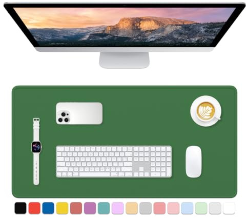 Dapesuom Large Gaming Mouse Pad, Extended Mouse Mat with Stitched Edges, Full Size Keyboard Pad with Non-Slip Base, Big XXL Computer Desk Mats for Gamer, Laptop, Office, 31.5 x 15.7in, Forest Green