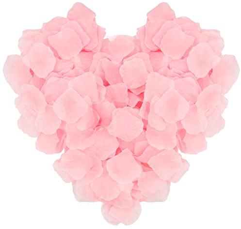 Garlag 1200 Pieces Rose Petals, Artificial Rose Flowers, No-Taste Emulation Silk Rose Petals for Bedroom, Wedding, Anniversary, Birthday Party, Valentine's Day, Confession Decoration (Pink)