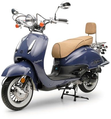 Motorroller Retro Roller EasyCruiser Eco Dunkelblau 50ccm 45 kmh Moped Scooter