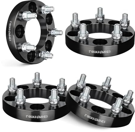 EVIL ENERGY 5x4.5 Wheel Spacers 1 inch Compatible with Ford 1994-2014 Mustang, 5x114.3 mm 5 Lugs 82.5 mm Hub Bore 1/2x20 Studs Black, Not Hubcentric
