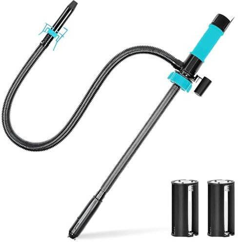 Lquild Transferpumpe, Atteriebetriebene pumpe mit 16 Zoll Siphon,Tragbare Pumpe für Benzin, Diesel Kraftstoff, Fluid, Öl Kerosin, Gas, Wasser (Blau)