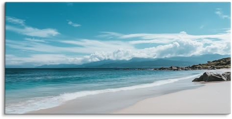 Paul Sinus Wandbild auf Leinwand in 120x60cm Strand Meer Himmel Küste Wellen Natur Ruhe Leinwandbild