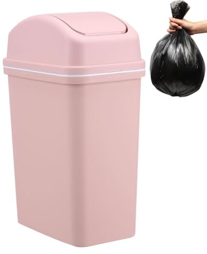 COMFOLIVING Cubo de basura con tapa, cubo de basura con tapa, cubo de basura de 10 l de altura, con tapa basculante, cubo de basura de cocina a prueba de fugas, para encimera de trabajo, café, para