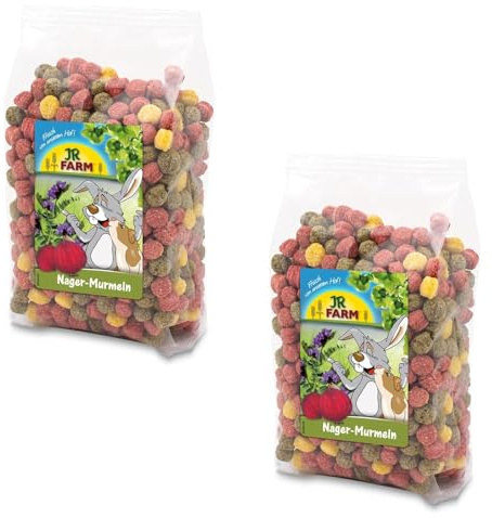 JR FARM Palline per Roditori | Confezione Doppia | 2 x 150 g | Snack per Roditori e Conigli Nani | Con Barbabietola Rossa, Erba Medica e Mais | Croccante delizia o mini-premio per ogni occasione