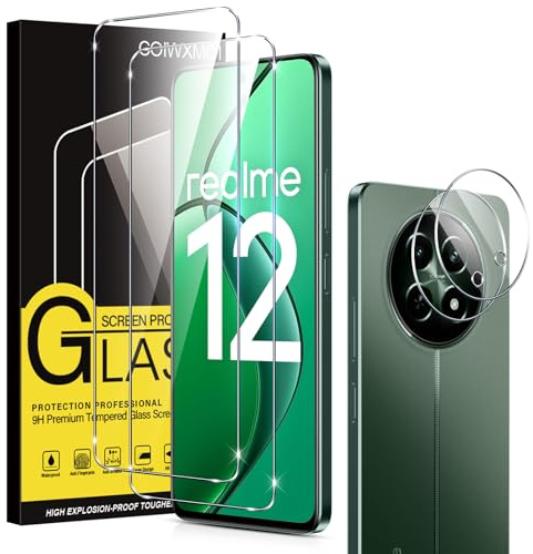 Coiwxmoi 4 Pezzi Vetro Temperato per Realme 12 / Realme 12x 5G, 2 Pezzi Pellicola Protettiva Vetro Temperato e 2 Pezzi Protezione Fotocamera,Ultra Trasparente, Ultra Resistente, Durezza 9H,Senza Bolle
