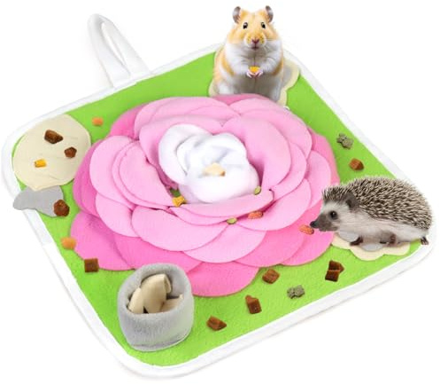 Oerphh Schnüffelmatte Kaninchenspielzeug, Meerschweinchen, interaktive Fütterungsmatten, Kaninchen, Futter-Puzzle-Spielzeug, Meerschweinchen, Futtersuche für Kaninchen, Kleintiere, Stressabbau (Rosa)