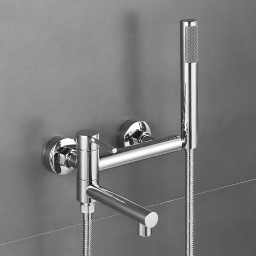 Générique Robinet mitigeur Bain-Douche Mural, monocommande orientable avec pommeau de Douche et Flexible, idéal pour la robinetterie de Salle de Bains