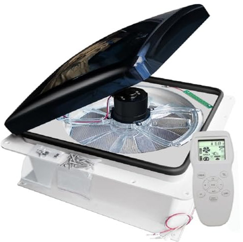 Ventilatore per finestra sul tetto del camper, ventola per sfiato del tetto della roulotte da 12 V con sensore pioggia, ventola per sfiato del tetto di scarico reversibile, lucernario per roulotte,