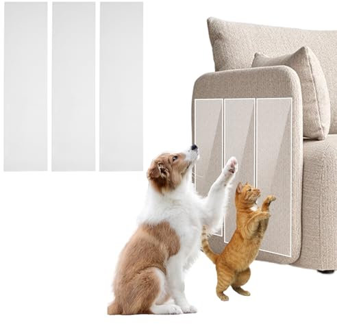 GWCYMYD 3 Pcs Anti Pet Scratch Tape, 40''x 8'' Clear Door Scratch Protector for Carpet Sofa Couch, Door Protector from Dog Scratching (3 Pcs)
