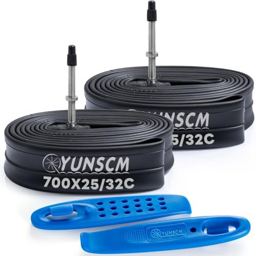 YunSCM 2PCS 25/32-622 28 Zoll / 700C Schlauch 700x25C 700x28C 700x30C 700x32C FV60 Valve Presta-Ventil, kompatibel 28 Zoll Fahrradschlauch/E-Fahrrad Schlauch 700x25C/28C/30C/32C | 700 x 25-32c Schlauch aus Premium-Butylkautschuk, kompatibel mit Straßen-, Kies-, Hybrid-Fahrradreifen, Presta-Ventil (G-223)