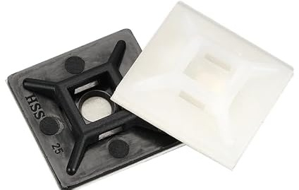 SUPERFA 200 Stück Kabelbinder-Fixierer, 25x25mm, 3M-Kleber, für 4,8 und 7,6 mm Kabelbinder