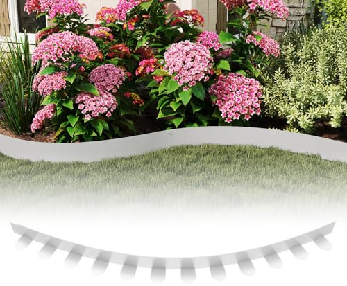 UISEBRT Rasenkante Metall 5 cm Hoch,Rostbeständige Beeteinfassung 10er-Set,Verzinkte Beetumrandung mit 50 Erdanker,Flexible Beetbegrenzung für Blumenbeete,Hofwege,Silber