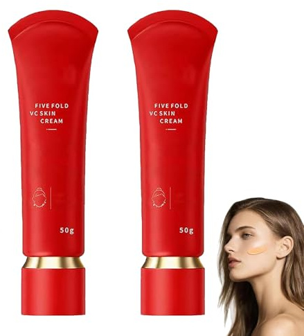 Swarous Feuchtigkeitsspendende, aufhellende Ton-up-Concealer-Creme, Fünffache VC-Hautcreme gegen Falten, Multifunktionales, glättendes, feuchtigkeitsspendendes Make-up, langanhaltend (2PCS)