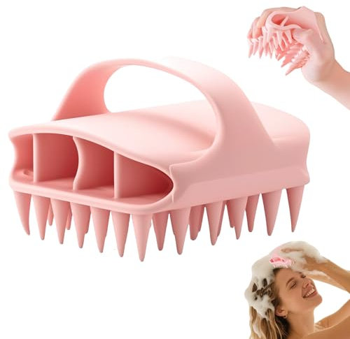 Hair Scalp Massager Shampoo Brush,Silikon Kopfhaut Massagebürste, Multifunktional Kopfhautreiniger für Dusche, Sanfte Massager Bürste für Kopfhaut, Geeignet für Männer und Frauen (Rosa)