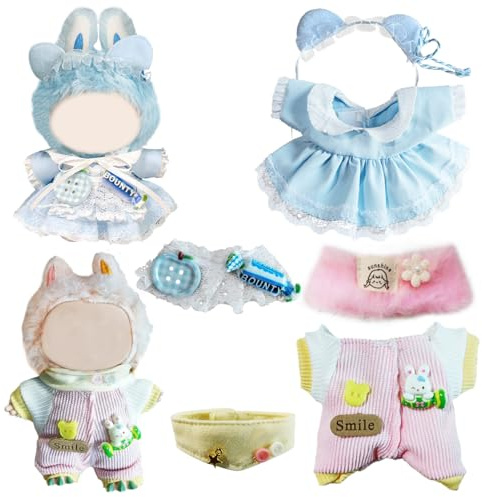 Puppenkleidung 2 Stück,Puppe Kleidung für 17cm,Mini Puppen Bekleidung Set,Lustiges Zubehör Kleidung,DIY Outfit,Plüsch Puppen Zubehör,Geschenk für Jungen und Mädchen(Ohne Puppe)
