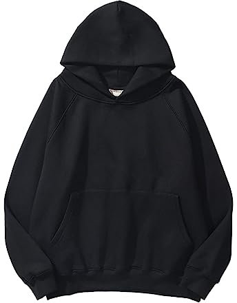 Generisch Strickjacke Flieder Fleece Brief Lose Hoodie Sweatshirt Langarm Tasche Drop Schulter Pullover Top Nicki Pulli Damen (Black, M)