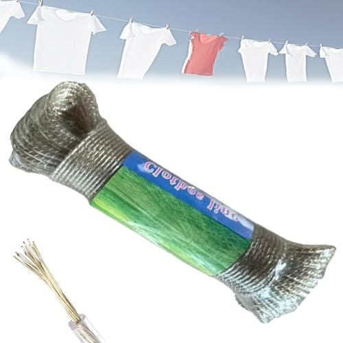 YQBFTC 30m Washing Line Rope,Heavy Duty Clothes Line Steel Core,Clothes Lines for Outside PVC Covered,Strong String Long Rustproof and Waterproof Clotheslines for Indoor,Outdoor,Garden 120kg LC