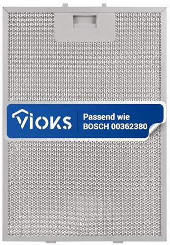 VIOKS Fett Filter Dunstabzugshaube Metallfilter 320x220mm Ersatz für Bosch 00362380 Dunstabzugshaube Filter Metall - Filter Dunstabzugshaube Metallgitterfilter mit einseitiger Entriegelung