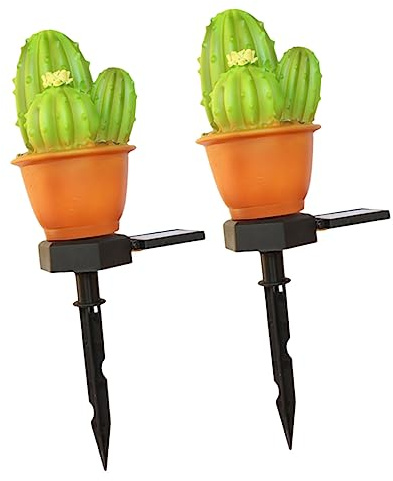 AKOOSY 2pièces Lampe Solaire Pelouse Cactus Avec Piquer Sol Étanche Éclairage Jardin Led Paysage Extérieur Décoratif