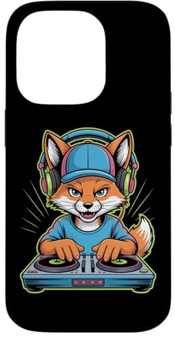 DJ Renard avec Casque Et Platines Coque pour iPhone 14 Pro